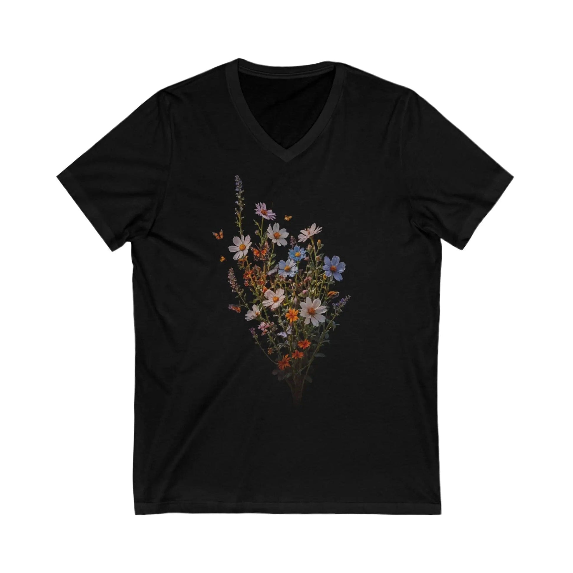 AnchorFinds.com V-neck S / Black Wildflower Unisex Jersey Short Sleeve V-Neck Tee