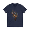 AnchorFinds.com V-neck S / Navy Wildflower Unisex Jersey Short Sleeve V-Neck Tee