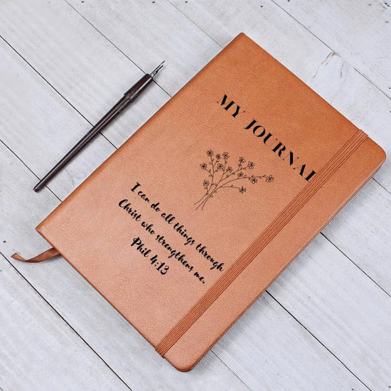 AnchorFinds.com Vegan Leather Journals My Journal Philippians 4:13 Stationery: Where Faith Meets Creativity