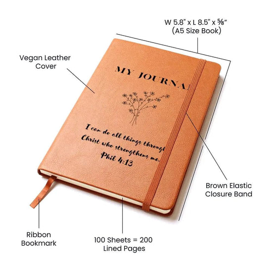AnchorFinds.com Vegan Leather Journals My Journal Philippians 4:13 Stationery: Where Faith Meets Creativity