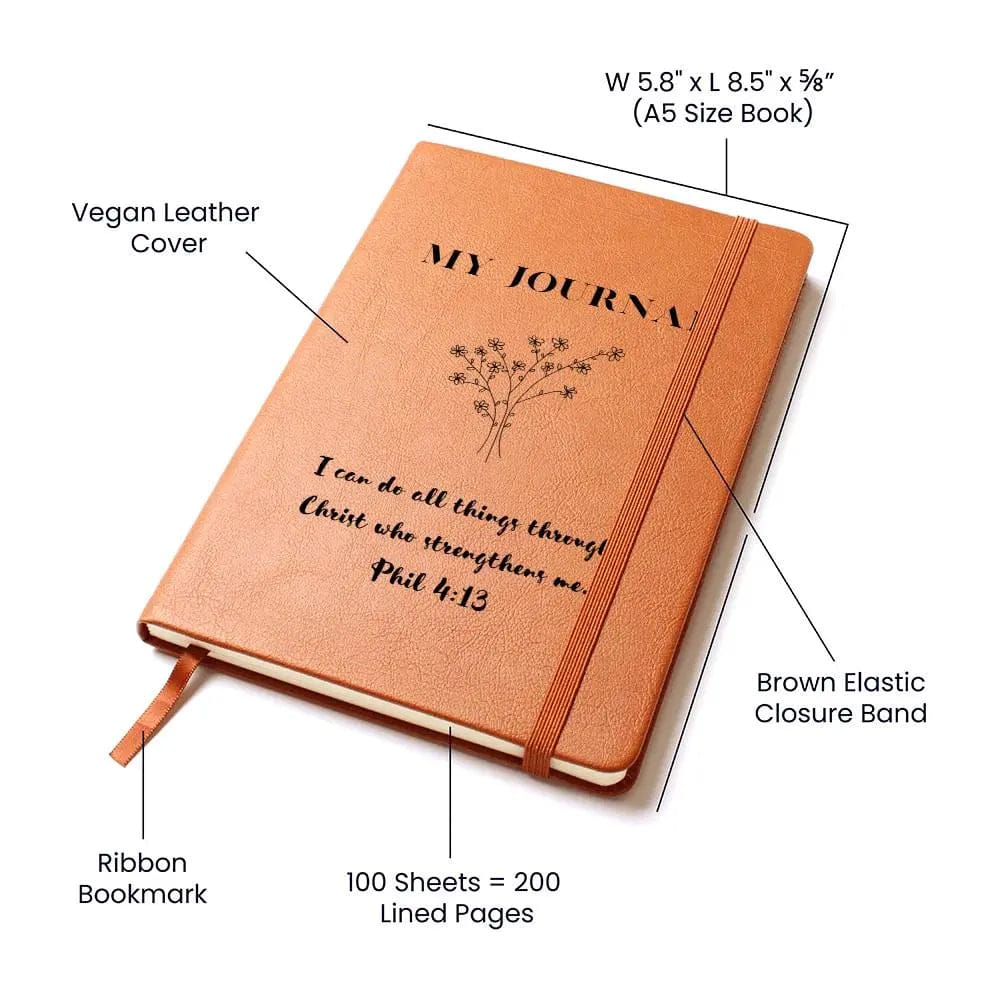 AnchorFinds.com Vegan Leather Journals My Journal Philippians 4:13 Stationery: Where Faith Meets Creativity