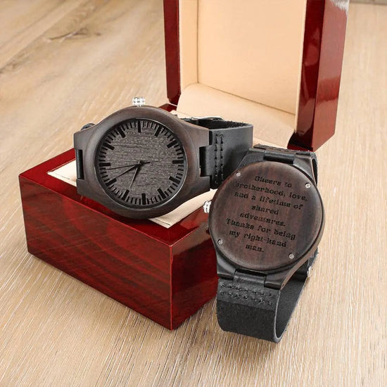 AnchorFinds.com Watches Luxury Box / Cheers to brotherhood Groomsmen Wooden Watch: Bold, Timeless, and Truly Memorable