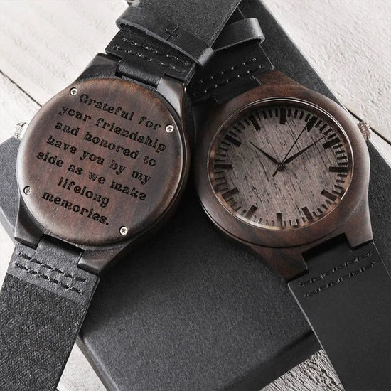AnchorFinds.com Watches Standard Box / Grateful for your friendship Groomsmen Wooden Watch: Bold, Timeless, and Truly Memorable