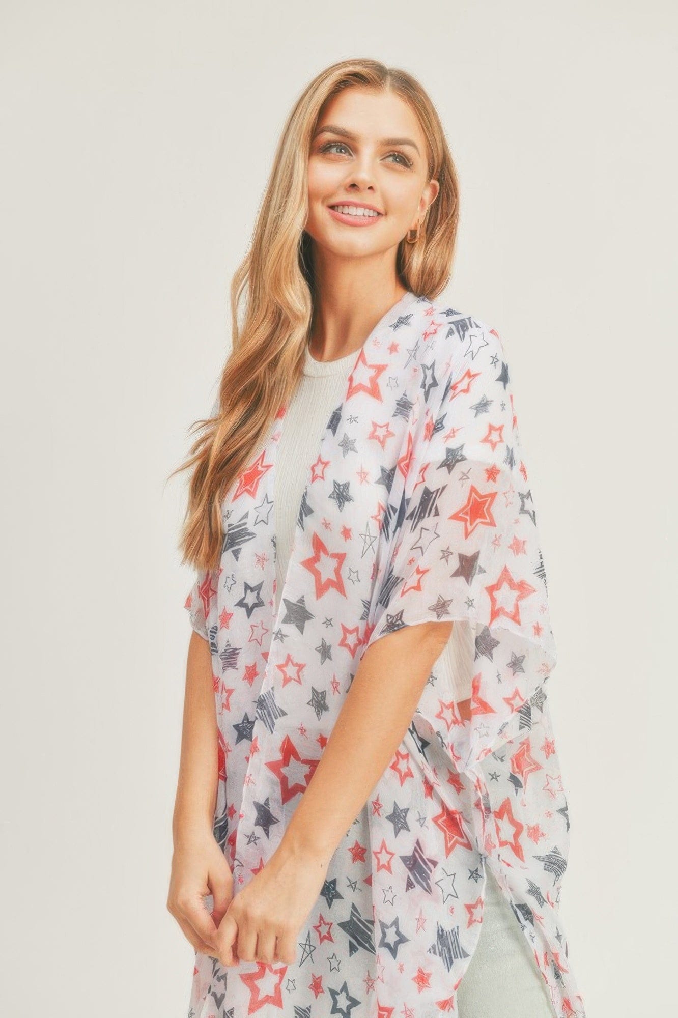 AnchorFinds.com White / One size fits all Multi Star Kimono
