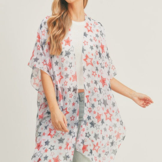 AnchorFinds.com White / One size fits all Multi Star Kimono
