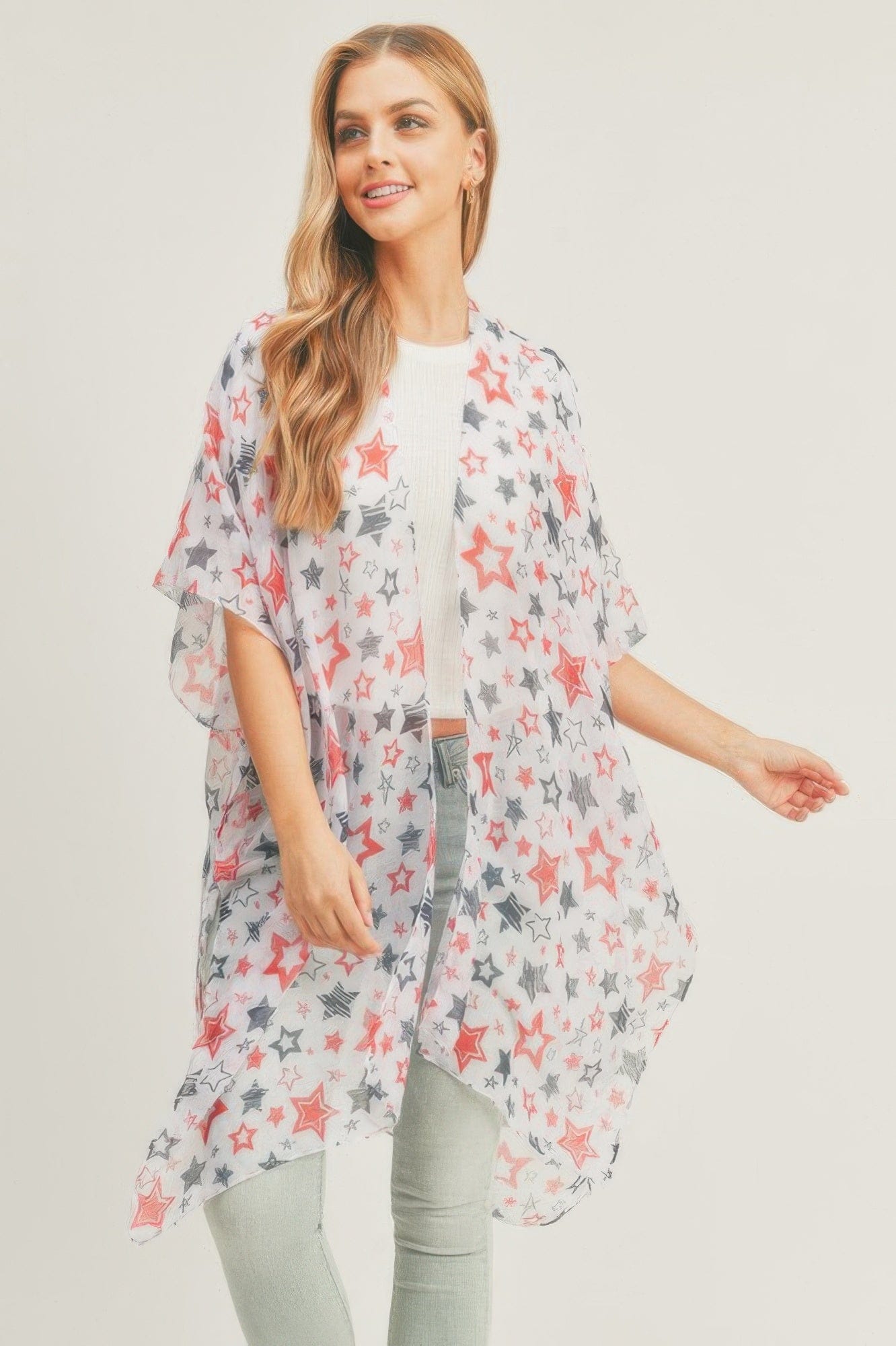 AnchorFinds.com White / One size fits all Multi Star Kimono