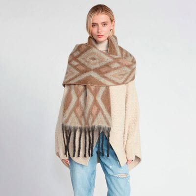 AZTEC GRUNGE SCARF in Taupe 🌾