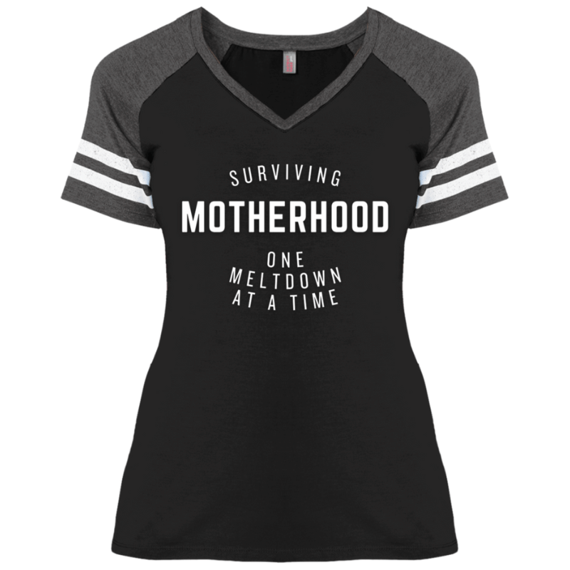 Black/Heathered Charcoal / X-Small Surviving Motherhood Game V-Neck T-Shirt