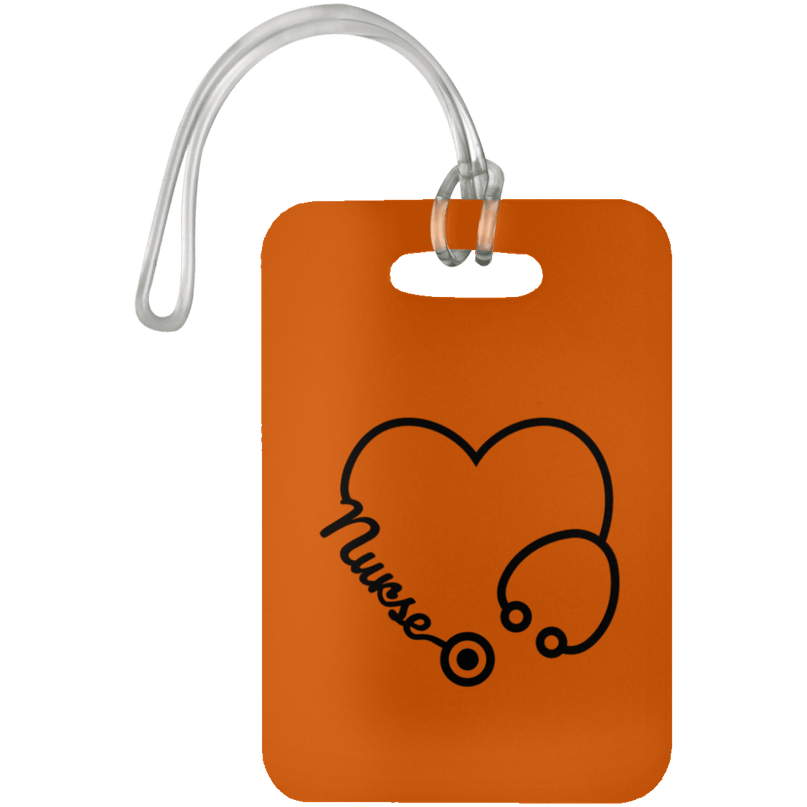 Burnt Orange Nurse Heart Luggage Bag Tag