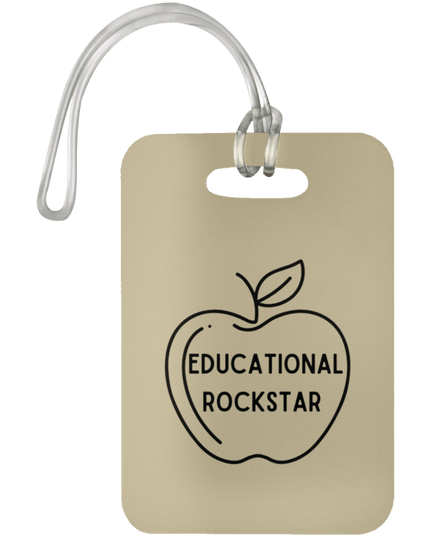 Educational Rockstar / Tan #1 Teacher Luggage Bag Tags