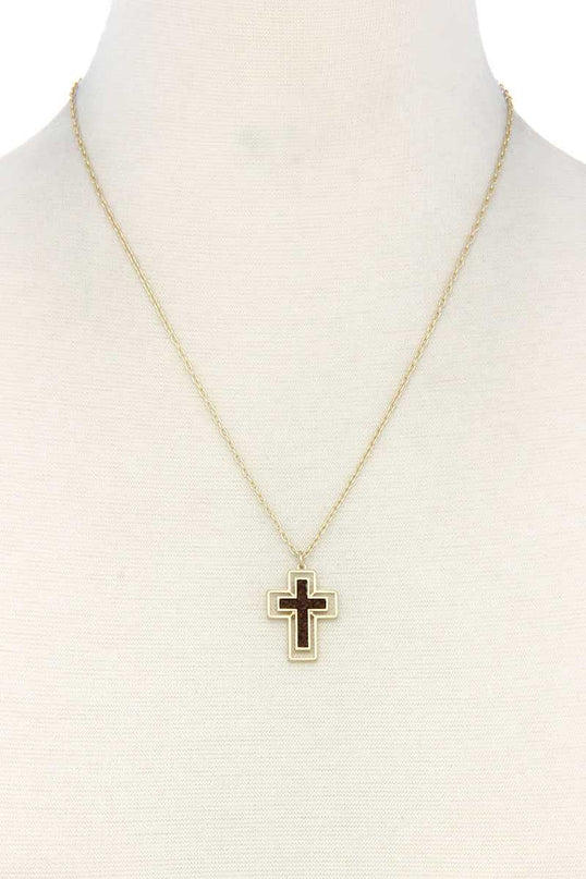 Grey Cross Charm Necklace