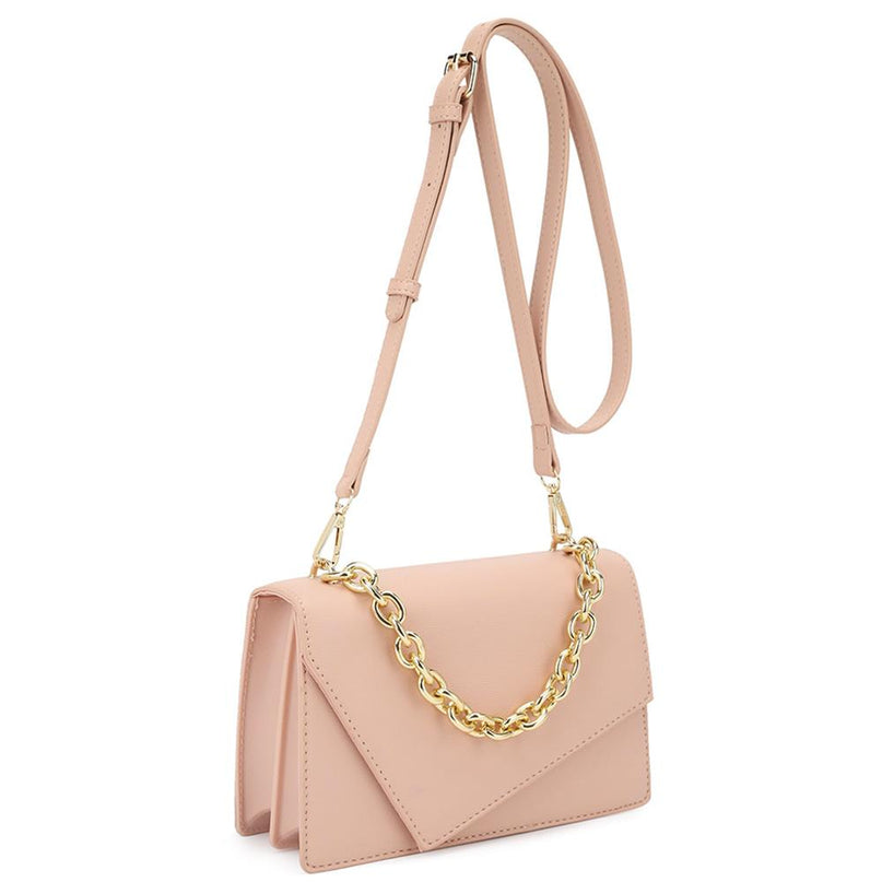 Pink Smooth Plain Chain Link Crossbody Bag