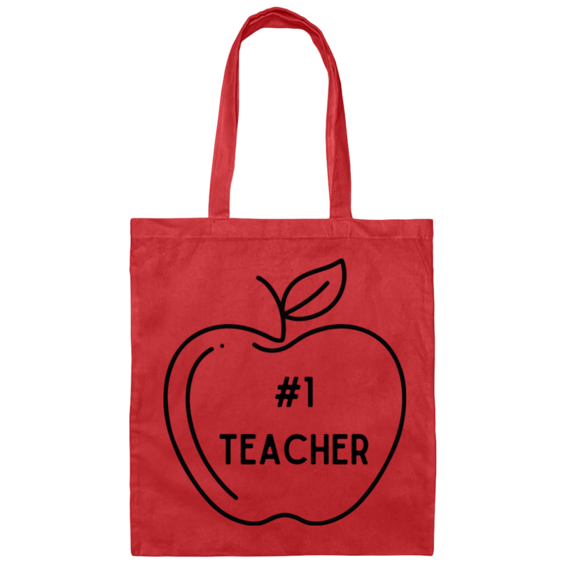 Red / #1 Teacher Teacher Tote Bags