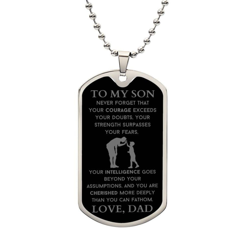 Silver / No To My Son Dog Tags