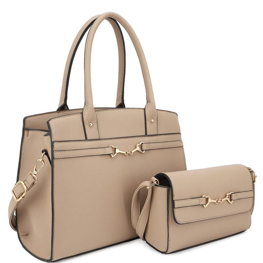 Taupe 2-in-1 Satchel and Crossbody Set