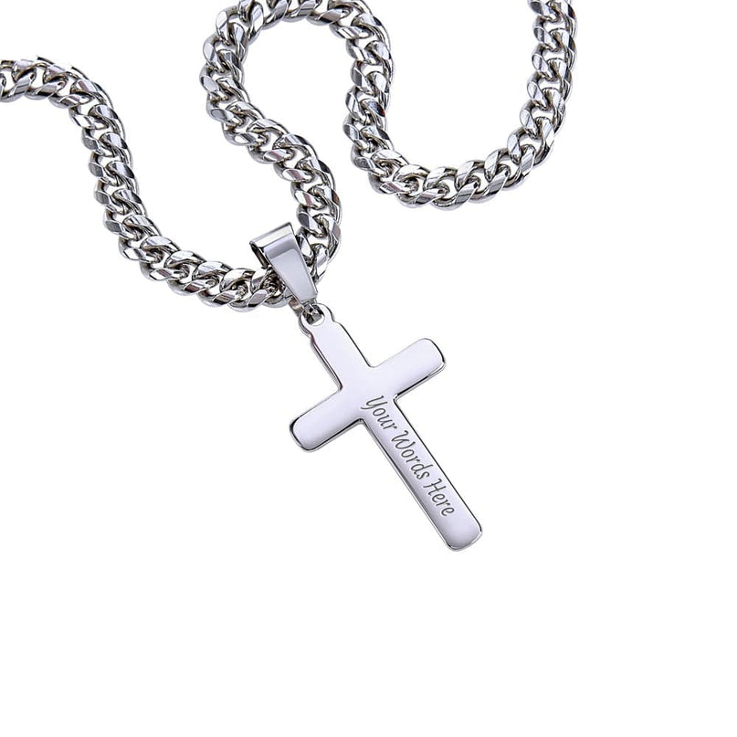 "To My Son" Cuban Chain with Artisan Cross Necklace