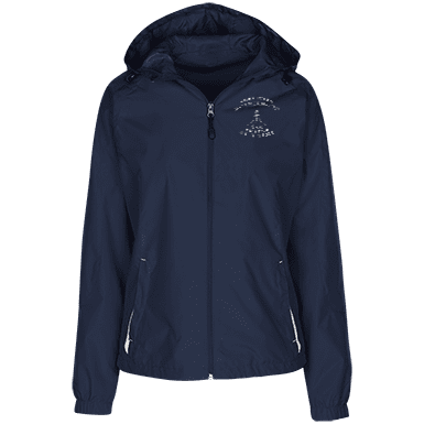 True Navy/White / X-Small One Prayer at a Time Ladies' Jersey-Lined Hooded Windbreaker