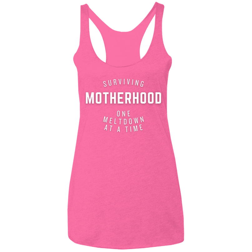 Vintage Pink / X-Small Surviving Motherhood Ladies' Triblend Racerback Tank